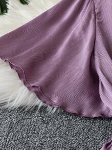 Rometta Plus Size V-Neck Elegant Tie Front Short Sleeve Dress