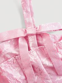 SHEIN MOD 女士粉色提花面料迷你连衣裙 - 粉色 - 查看 4