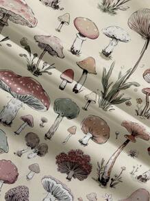 Manfinity RSRT Men's Summer Mushroom Print Single-Breasted Casual Short Sleeve Shirt
