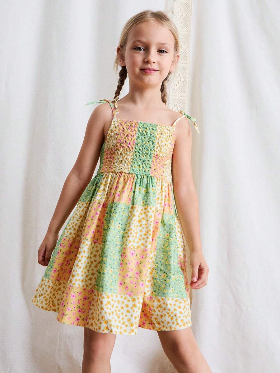 Maija Kids Maija Kids Young Girls' Ditsy Floral Spaghetti Strap Casual Holiday Dress - Multicolor - View 1
