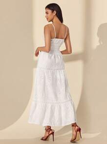 Almamuse Vestido de slip largo de mujer elegante con bordados y patchwork