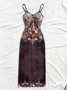 Soleia Váy dây mảnh in hoa thanh lịch dành cho nữ - Nhiều màu - Xem 3