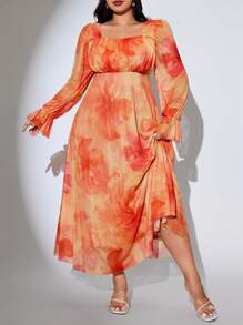 Modelyn 大码优雅花卉印花连衣裙