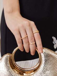 MOTF PREMIUM 18K GOLD PLATED 3-IN-1 ADJUSTABLE OPEN RING SET - Yellow Gold - View 5