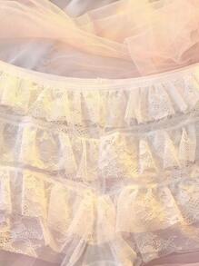 DelicateAllure Bragas blancas inocentes de mujer con volantes y múltiples capas, estilo romántico y kawaii