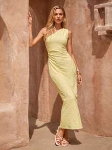 Lavishia Women's Summer Solid Color Textured Fabric One Shoulder Ruched Waist Dress Y2k Clothes Women Back To School Clothes Country Outfits Women Old Money Style Women Going Out Airport Outfit For Women Butter Yellow Dress For Women Beach Outfits For Woman Beach Dress Beach Vacation Outfits Beach Essentials Party Dress Pride Starfish Sequin Dress Vacation Outfits Airport Summer Honeymoon Woman Dress For Women Boho