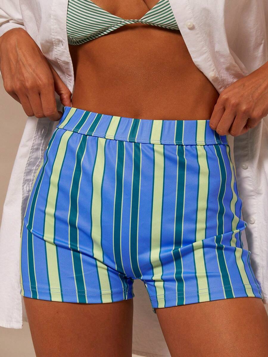 Athîral Women's Multi Colour Stripe Jersey Shorts,Holiday Style,Streetwear Women,Vintage Women - Multicolor - View 1