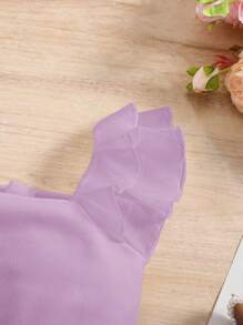 SHEIN Cute Baby Girl Summer Purple Ombre Organza Ruffled Jumpsuit