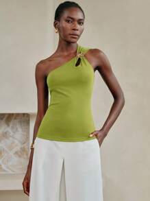 Arave 女士夏季无袖镂空金属扣装饰黑色吊带背心