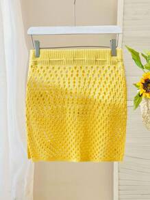 Skyraze 3D碎花镂空针织背心裙两件套 - 彩色 - 查看 2