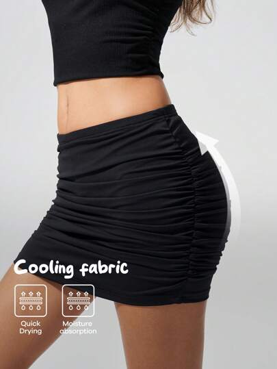 Fluxe Movishi Quick Dry & Cooling Fabric Casual Solid Color Knitted Low Waist Sports Skirt/Shorts