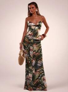 SHEIN BAE Gonna a stampa con motivo sirena all-over alla moda per vacanze delle donne