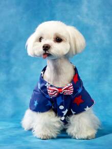 PETSIN 1 Pc Pet Dog Cat Blue Star Printed Fashionable Casual Shirt - Blue - View 1