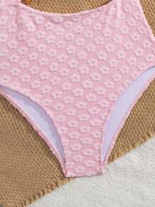 Women's One-Piece Swimsuit With Ruffled Trim, Sexy & Suitable For Beach Vacation, Summer - Pink - View 4