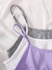 SHEIN Conjunto de 3 peças de sutiã esportivo casual minimalista com letras gráficas, macio e confortável para meninas adolescentes