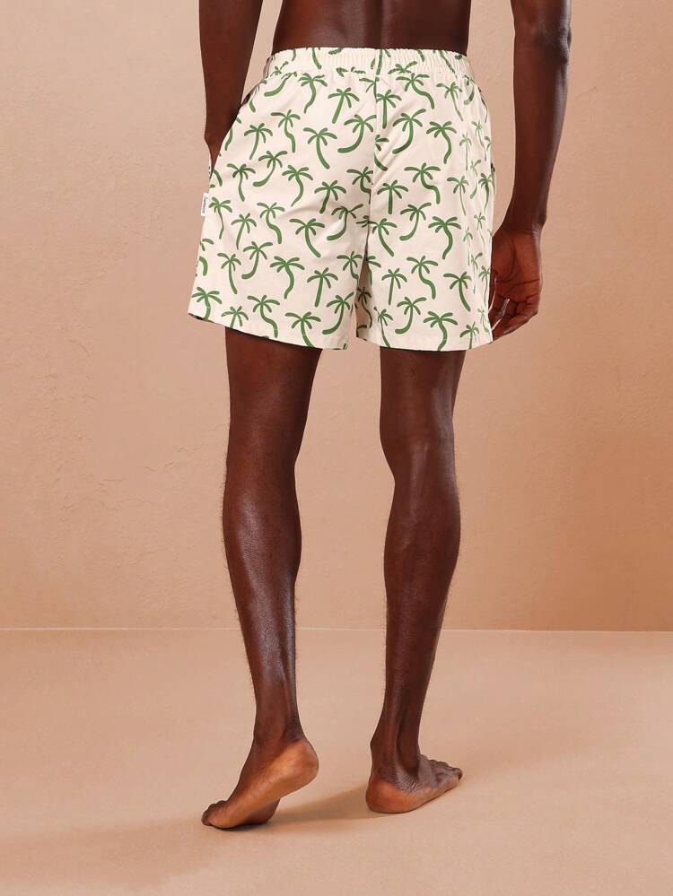 Palm Tree Print Beach Shorts