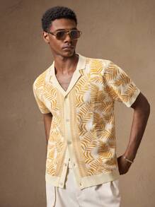 AKNOTIC 男士钩针编织花卉印花修身短袖休闲 T 恤，适合夏季、度假、日常穿着、派对、情侣装、男士礼物