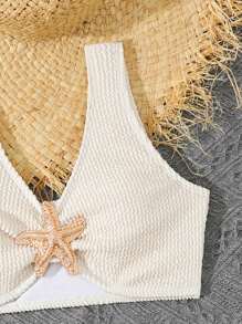 Girls & Teens Fashion Beach Swimwear Set High Waist Swimsuit Set Bathing Suit Set Starfish Bikini Seashell Bathing Suit Modest Bikini Set - Multicolor - View 4