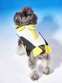 PETSIN Black-Yellow Spring/Summer Pet Life Jacket With Penguin Design, Comfortable, High Buoyancy, Leash Attachment, Adjustable Strap, Pet Swimwear - Multicolor - View 4