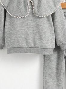 SHEIN Playful Pals 女婴婴幼儿0-3岁秋冬简约高领长袖卫衣+裤子两件套服装，碎花灰色 - 灰色 - 查看 8