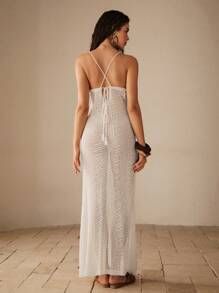 Anewsta 女士细肩带 V 领针织罩衫连衣裙