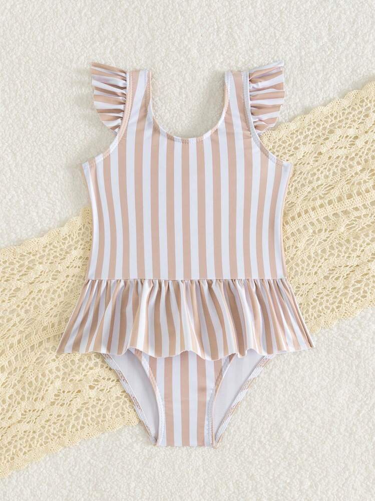 ベビー服 女の子 水着 かわいいボーダーワンピース水着、夏の水泳やファッションレジャーに適しています - マルチカラー - 見る 4