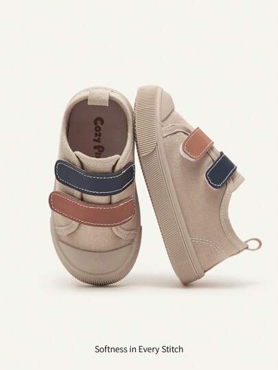 Cozy Pixies زوج واحد من أحذية رياضية كاجوال قماش كاكي، تصميم أنيق بأشرطة الالتصاق، مريحة للارتداء اليومي والرياضة والأنشطة الخارجية في جميع الفصول