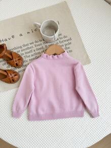 SHEIN LMoss Kids LMoss 可爱卡通印花长袖开衫，适合女婴，秋冬 - 粉色 - 查看 2