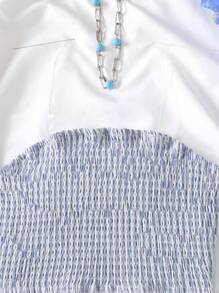 Tween Girl Casual Striped Tube Top & Ruffle Hem Skirt 2 Pieces Set - Brown - View 6