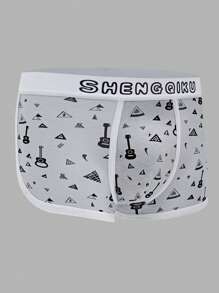 4pcs Pack Teen Boy Letter & Guitar Print Boxer Briefs - Multicolor - View 7