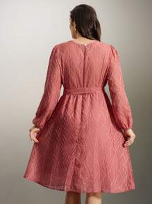 SHEIN Clasi Plus Size Casual Classic Dress For Daily Wear - Dusty Pink - View 2