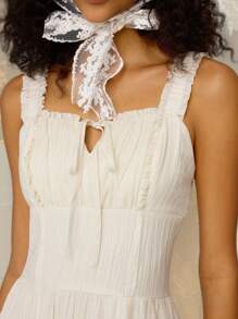 SHEIN MOD Vestido elegante de unicolor sin mangas para mujer - Albaricoque - Ver 6