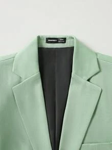 Manfinity Bizformal 2pcs/Set Men's Casual Business Simple Solid Color Long Sleeve Blazer And Pants Suit Mint Green Suit Men Green Suit Slim Fit Suit Men Summer Suit Green 2 Pieces Suit Men, Old Money Style - Olive Green - View 8