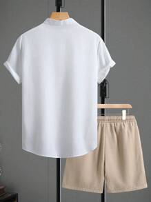Manfinity RSRT Set de 2 piezas de camisa y pantalones cortos casuales para hombre, de verano