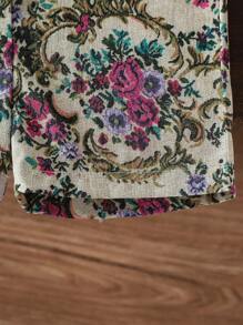 女婴花卉印花方领荷叶边袖蝴蝶结装饰连体衣，舒适可爱，适合春、夏、秋季，适合休闲和户外穿着 - 彩色 - 查看 5