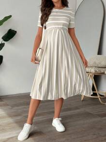 SHEIN Maternity Summer Casual Striped Short Sleeve Dress