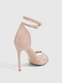 CUCCOO SZL Fashionable Sexy Nude Glossy Material Delicate Strap Combination Ankle Strap Round Toe Thin High Heel Sandals, Suitable For Commuting, Dates, Gatherings, Festivals, Parties, Weddings And Multiple Occasions - Apricot - View 8