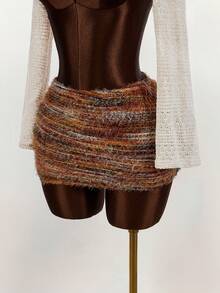 Amplova 复古美式美拉德修身性感紧身迷你裙 - 鏽棕色 - 查看 3