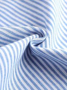 SHEIN Pantalones anchos de cintura media, cómodos y holgados con decoración de botones para niñas preadolescentes - Azul - Ver 8