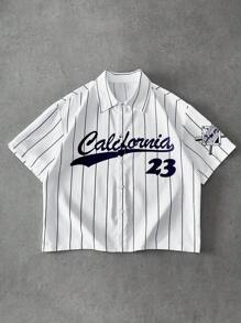 PAVTROS Manfinity Streetrush Men's Street-Style Popular INS Match Baseball Shirt, Fashion College Sports Baseball, Boyfriend/Husband Gift, Anniversary Gift, Fashionable Loose Street Casual Shirt, 23 Jersey Shirt, California Jersey, Pinstripe Baseball Jersey, Baseball Shirts - Multicolor - View 3