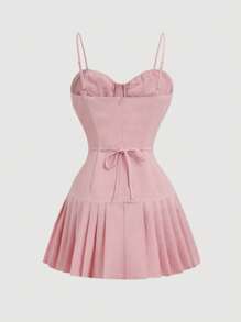 SHEIN MOD Light Pink Low Waist Ruched Mini Skirt, Spring/Summer - Baby Pink - View 2