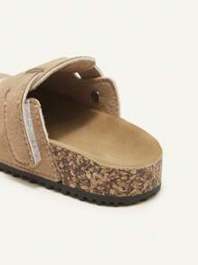 Cozy Pixies 休闲轻便百搭棕色泰迪熊图案可爱一脚蹬平底婴儿拖鞋，适合春夏季 - 棕色 - 查看 10