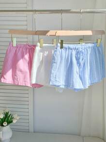 Comfortcana 3件套女士夏季新款系带腰纽扣装饰短裤套装 - 彩色 - 查看 6