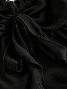 SHEIN MOD 黑色梦幻浪漫优雅连衣裙，层叠荷叶边装饰，金鱼下摆，不对称下摆，双层裙摆，适合约会、派对、节日、下午茶、生日 - 黑色 - 查看 3