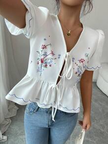 SHEIN Unity 优雅休闲女式印花衬衫，夏季 - 彩色 - 查看 8