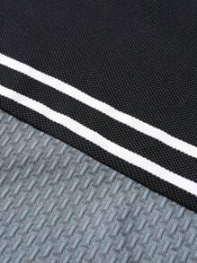 Manfinity Homme Men's Striped Polo Collar Short Sleeve Casual Button Down Shirt - Dark Grey - View 8