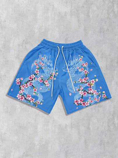 Anime Herren Street Graffiti bedruckte Shorts, geeignet für Frühling und Sommer Alltagstragen