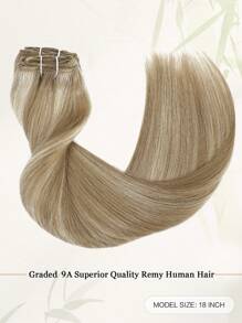 7 piezas Extensiones de cabello con clip rectas de 14-20 pulgadas, extensiones de cabello con doble trama, extensiones de cabello humano con clip, extensiones de cabello con clip