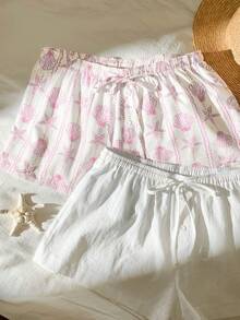 Comfortcana 2件经典百搭休闲女式短裤 - 粉色 - 查看 4