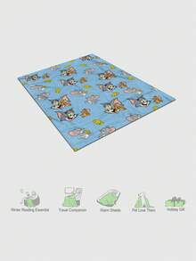 TOM & JERRY X SHEIN 卡通图案盖毯 - 超柔软珊瑚绒毛绒毯，适用于沙发、床和办公室，是送给成人粉丝的温暖蓬松礼物，可机洗，亲肤